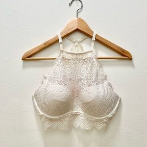 White lace VictoriaSecret padded bra/ bralette - L